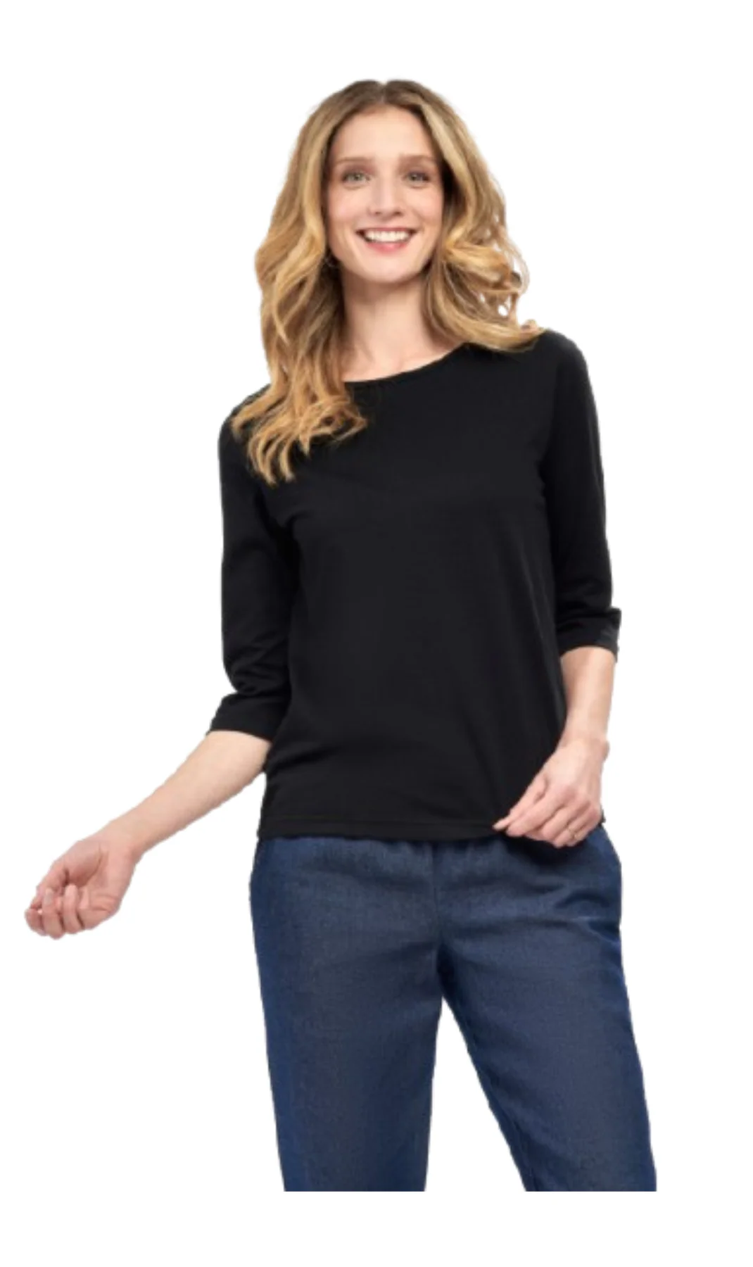 Women's Classic Comfort Fit 3/4 Sleeve length Crew Neck Jersey knit T-Shirt - Image 10