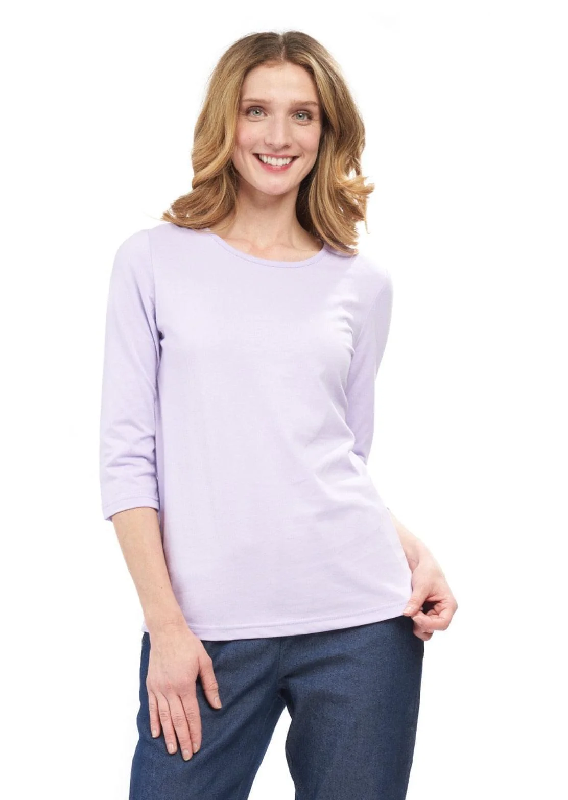 Women's Classic Comfort Fit 3/4 Sleeve length Crew Neck Jersey knit T-Shirt - Image 15