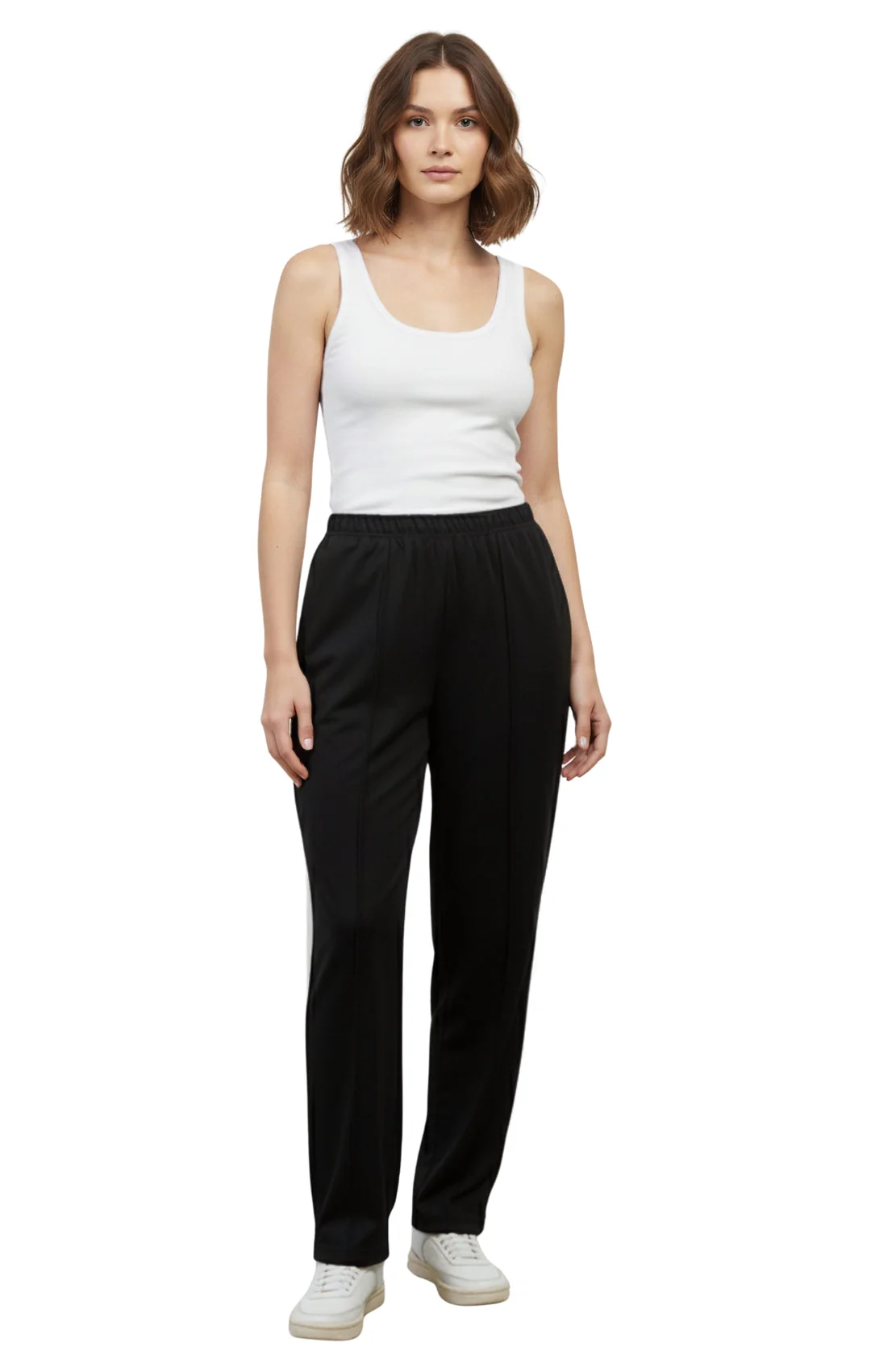 Womens Classic Poly Knit Pants - Pull On Slacks with Elastic Waist - Image 4
