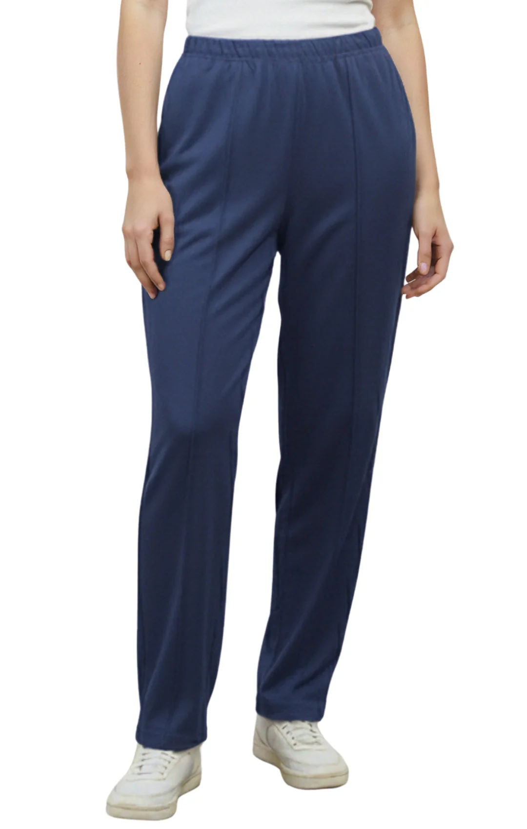 Womens Classic Poly Knit Pants - Pull On Slacks with Elastic Waist - Image 7