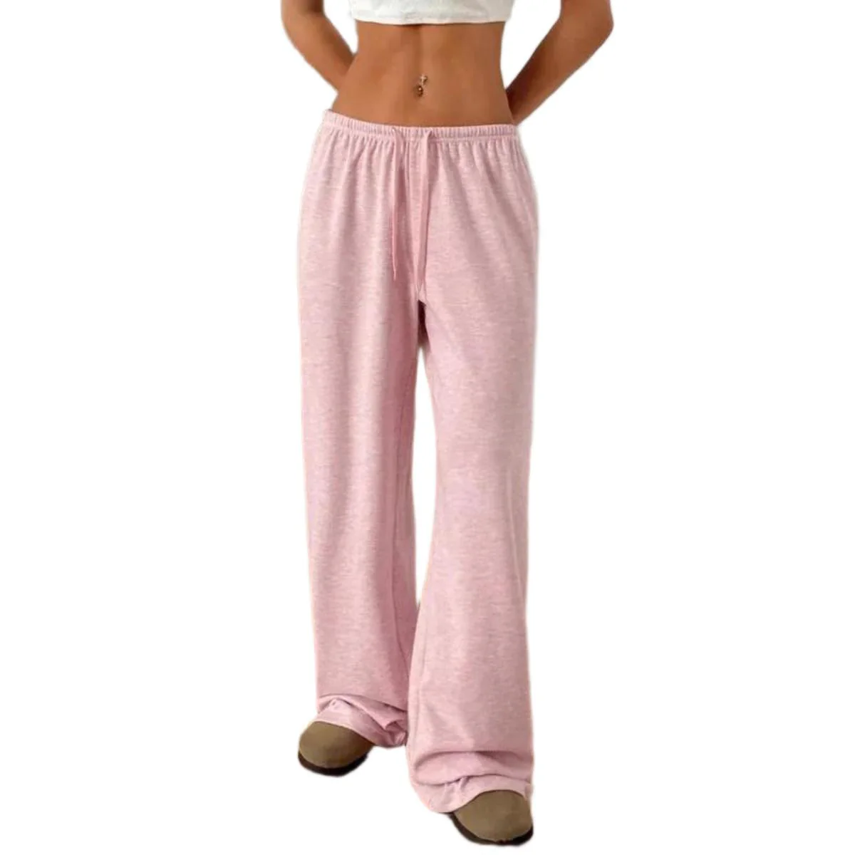 Women's Drawstring Wide Leg Pants, High Waist Flowy Sweatpants for Casual & Loungewear - Image 7