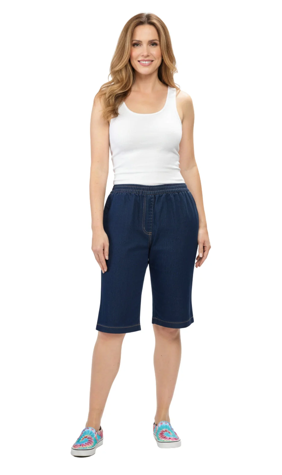 Women's Easy Pull on Bermuda Shorts in Denim and Twill - Image 8