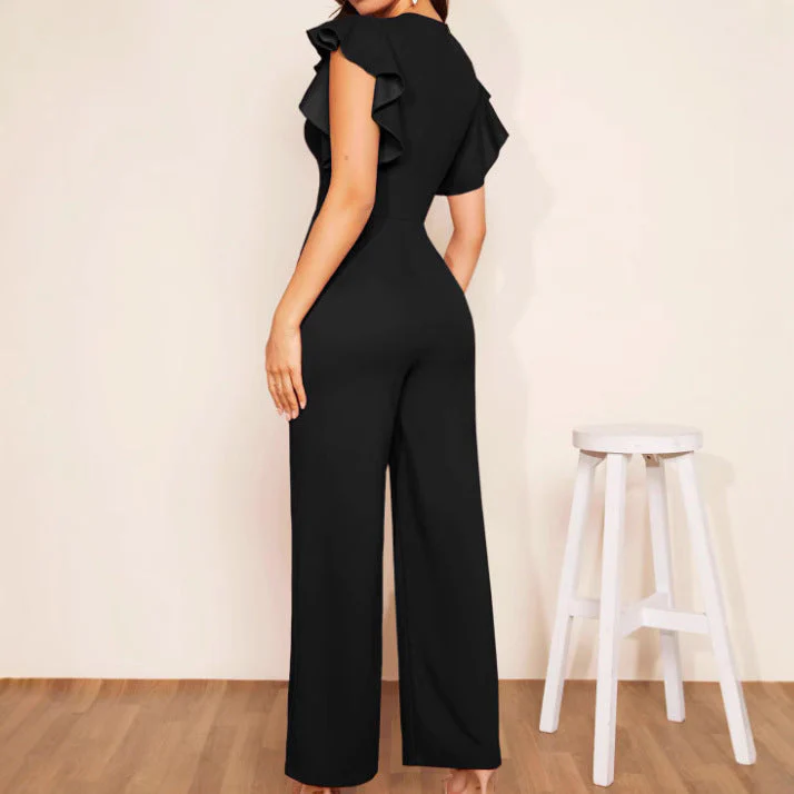 Women's Elegant High-Waist Ruffle Trim Jumpsuit | 3 Colors S–XL - Image 3