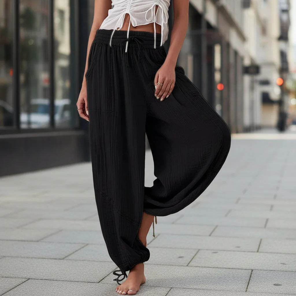 Women's High-Waist Wide-Leg Pants with Tie Waist & Pockets – 8 Colors - Image 5