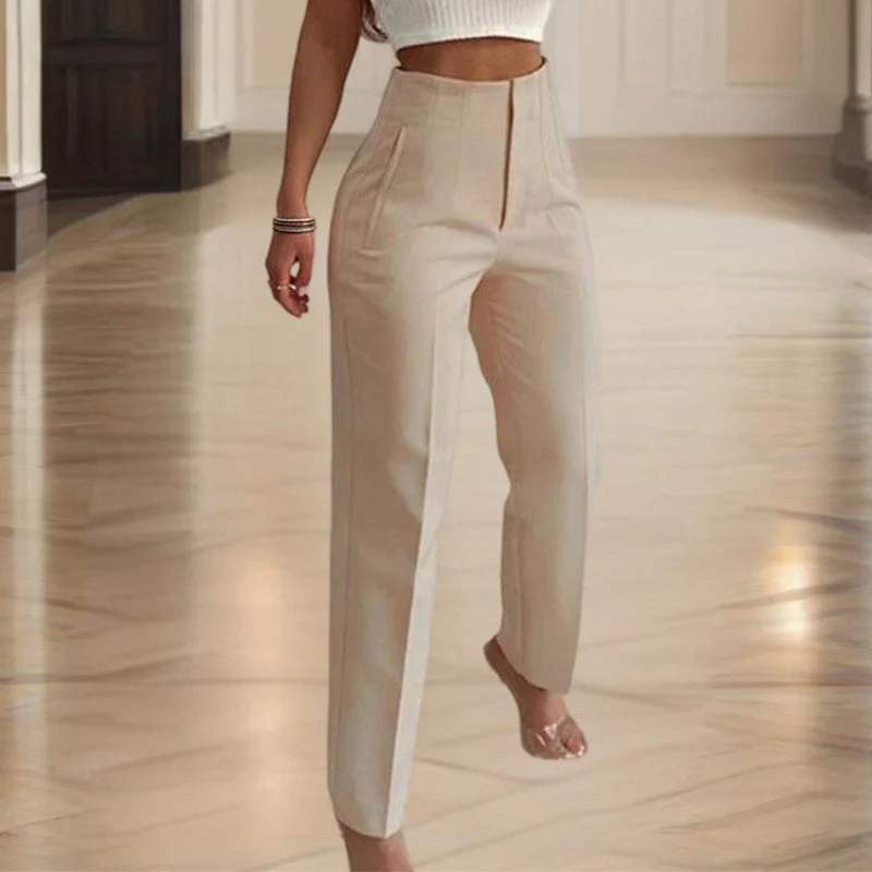 Women's High-Waisted Straight Leg Pants - Image 2