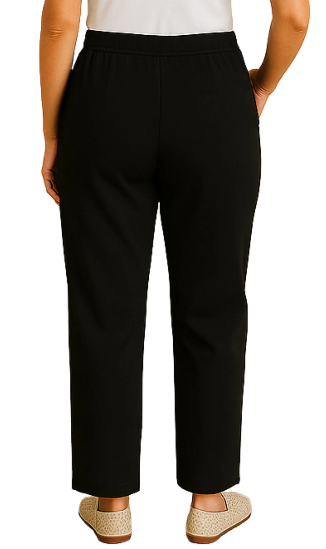 Women's Knit Pull on Pants - Cotton Blend with Flat Front waistband - Image 31