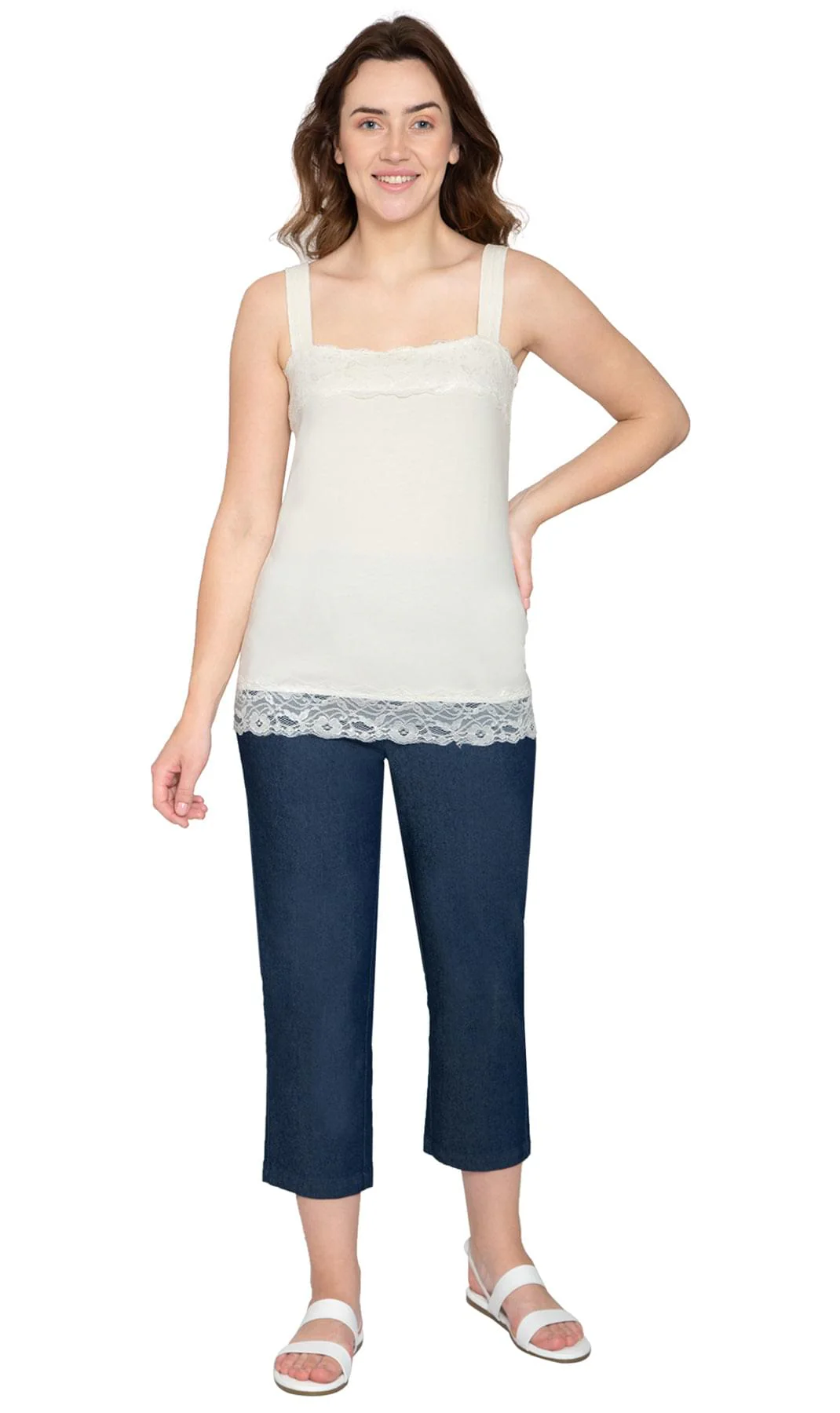Women's Lacey Trim Cotton Blend Tank Top - Image 17