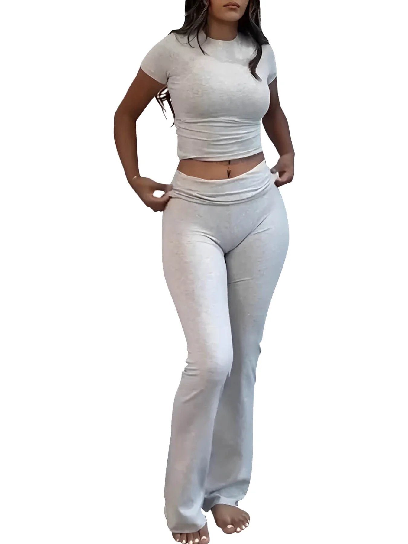 🔥 Women's Low-Waisted Folded Waist Flared Pants - Low-Rise Wide-Leg Trousers - Image 9