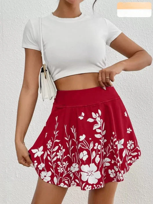 🌼 Women's Minimalist Floral Print High-Waisted Shorts with Pockets - Image 7
