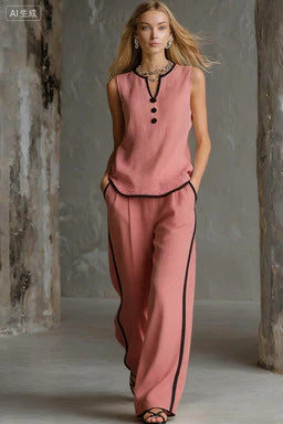 Women's Minimalist Sleeveless Two-Piece Set - Image 17