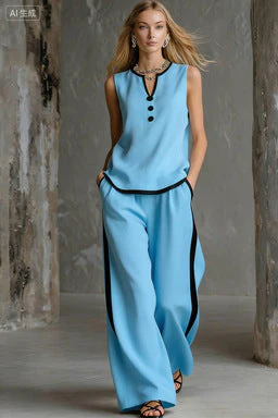 Women's Minimalist Sleeveless Two-Piece Set - Image 18
