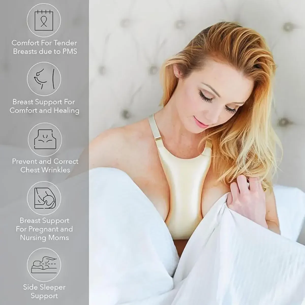 Women's Post-Surgery Breast Support Pillow - Adjustable Strap Satin Chest Pillow - Image 2