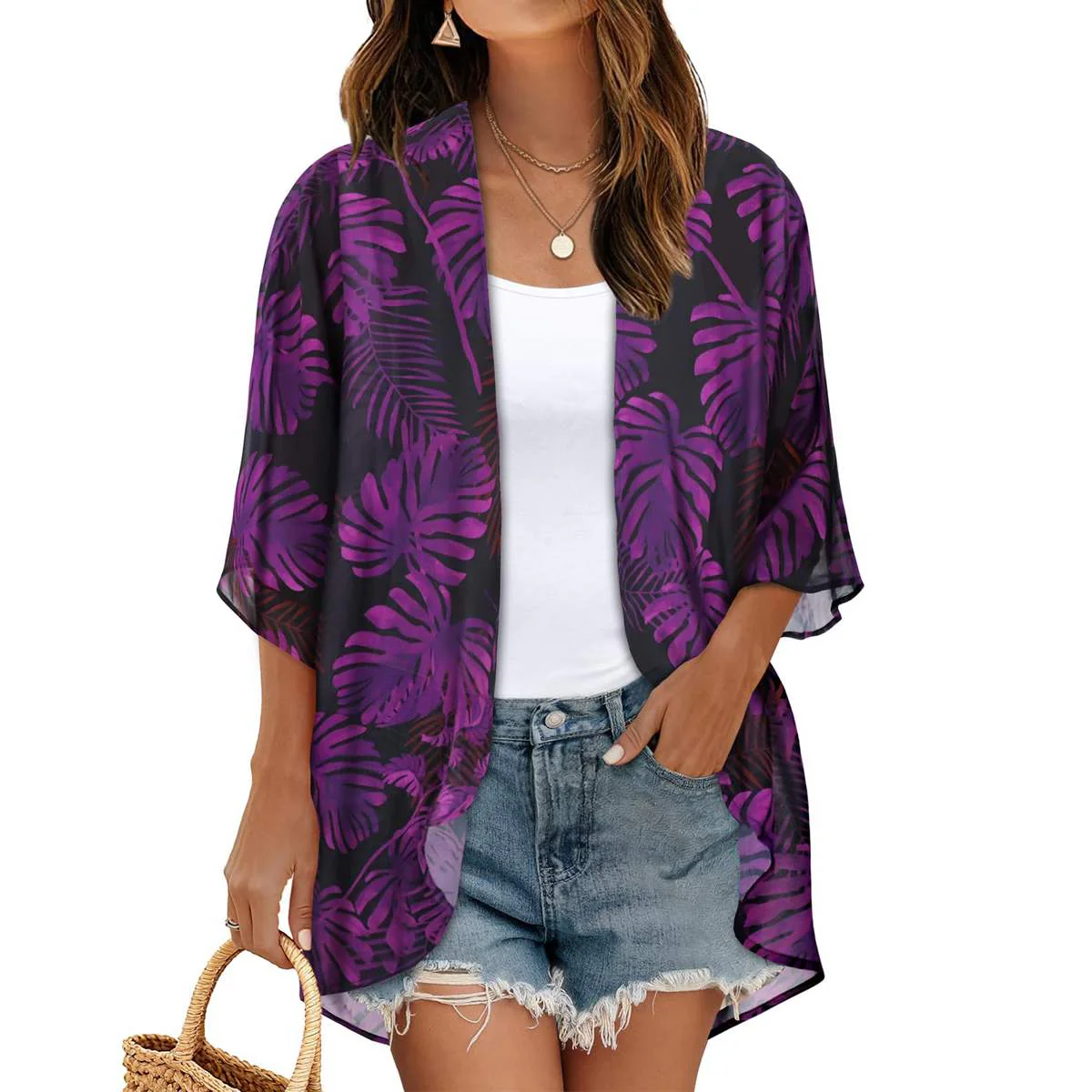Women's Printed Chiffon Cardigan - Image 118