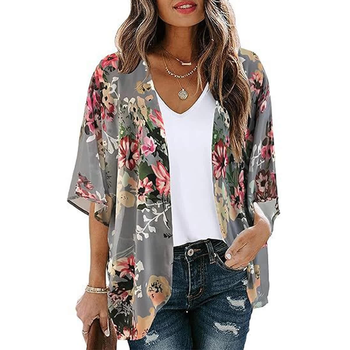 Women's Printed Chiffon Cardigan - Image 123