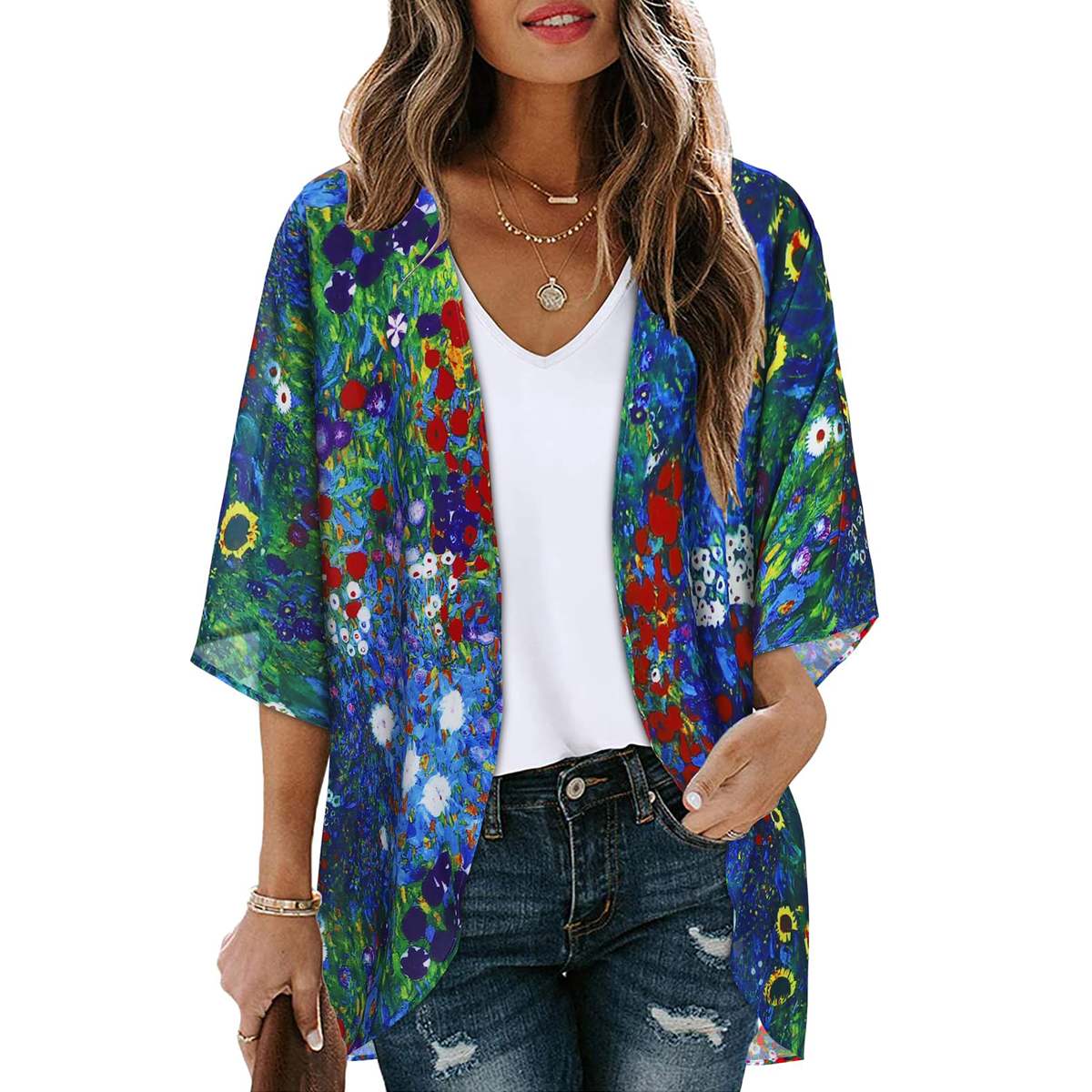 Women's Printed Chiffon Cardigan - Image 143
