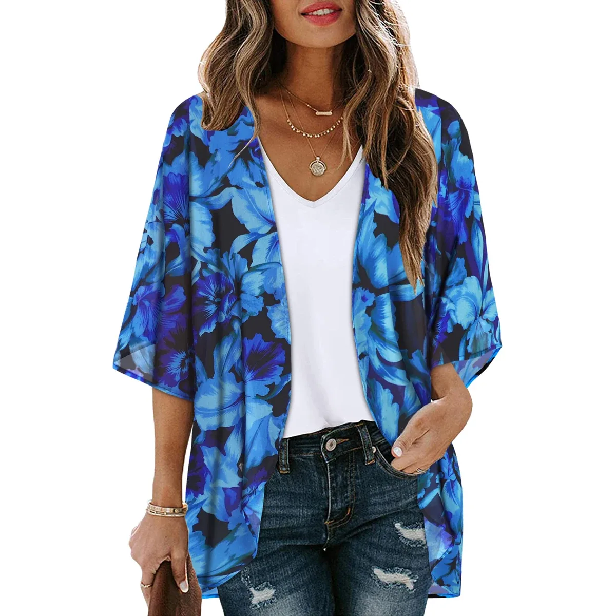 Women's Printed Chiffon Cardigan - Image 146