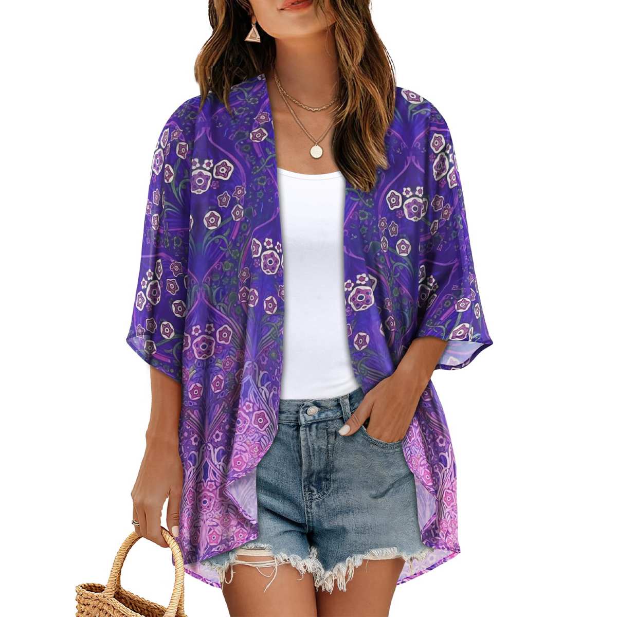 Women's Printed Chiffon Cardigan - Image 147