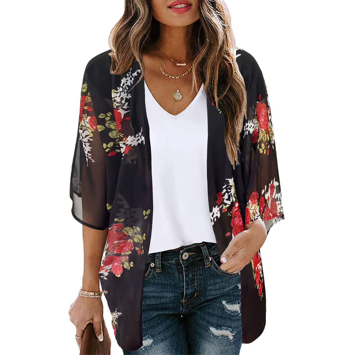 Women's Printed Chiffon Cardigan - Image 153
