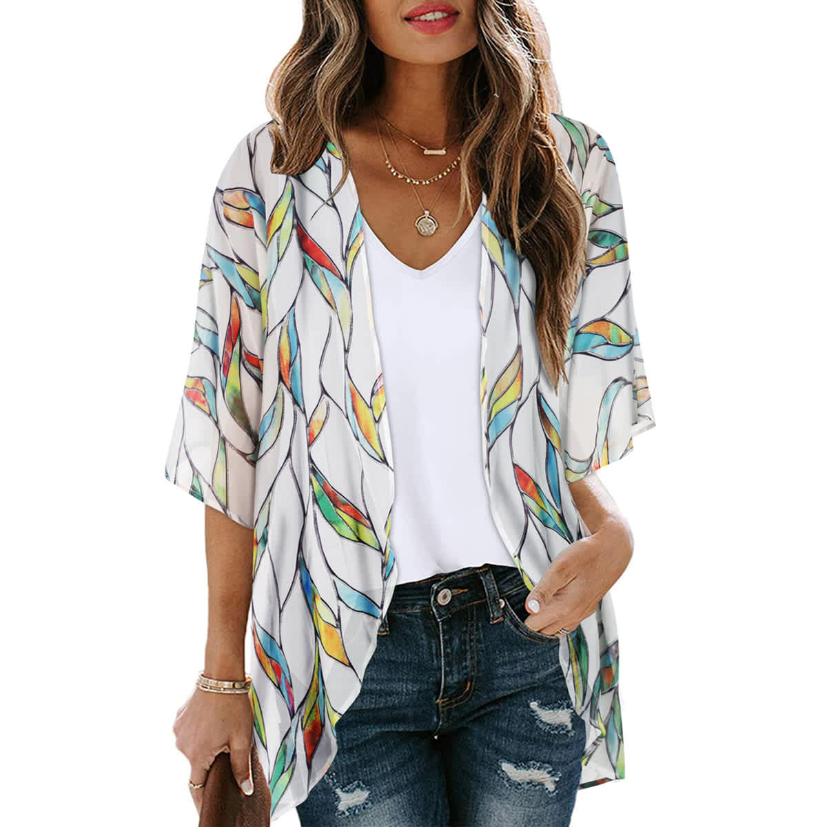 Women's Printed Chiffon Cardigan - Image 154