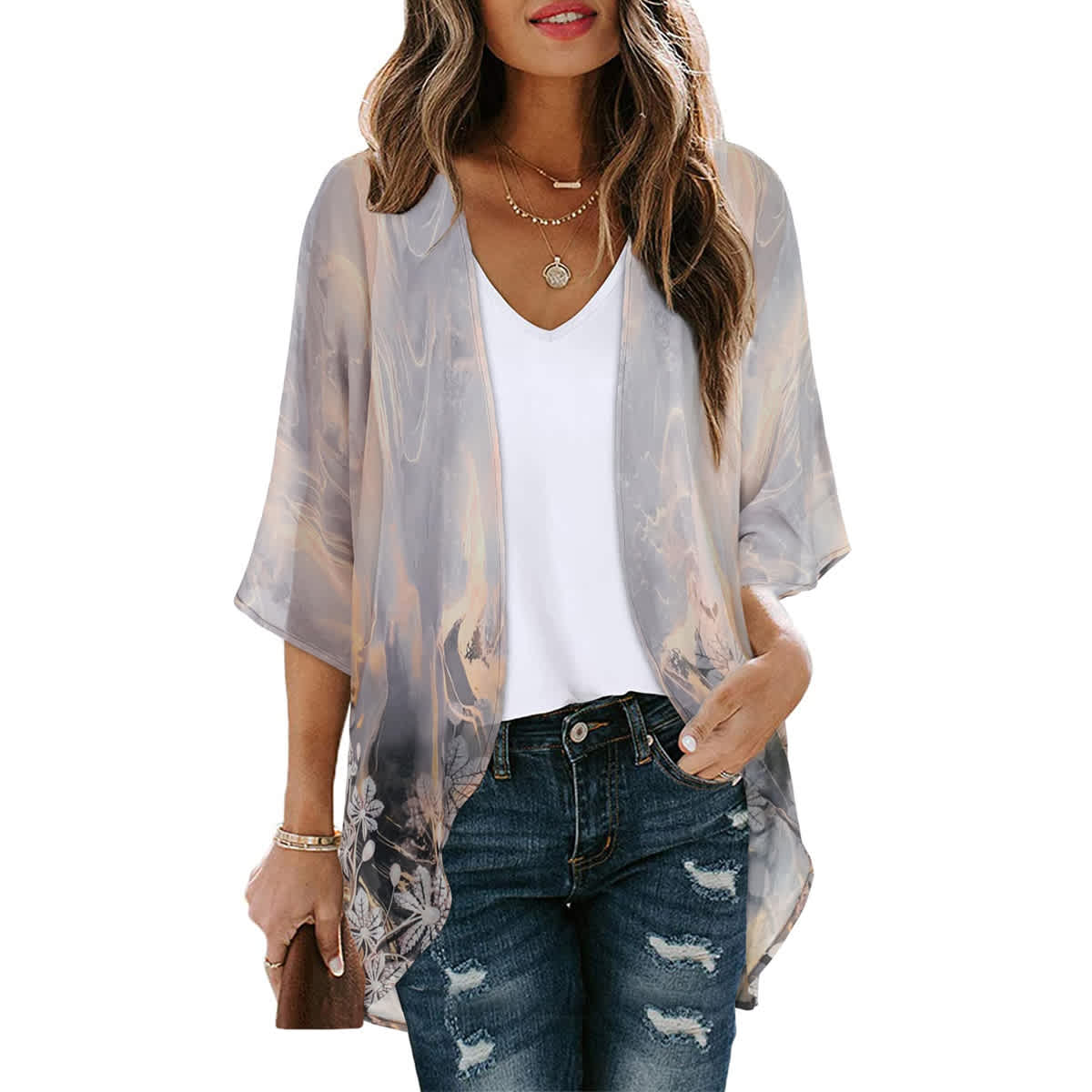 Women's Printed Chiffon Cardigan - Image 160