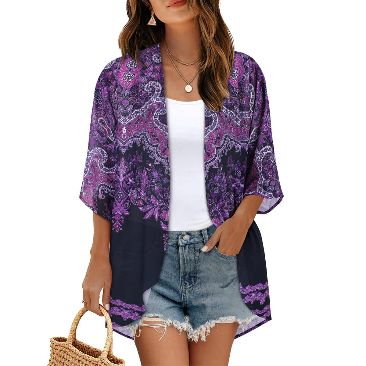 Women's Printed Chiffon Cardigan - Image 163