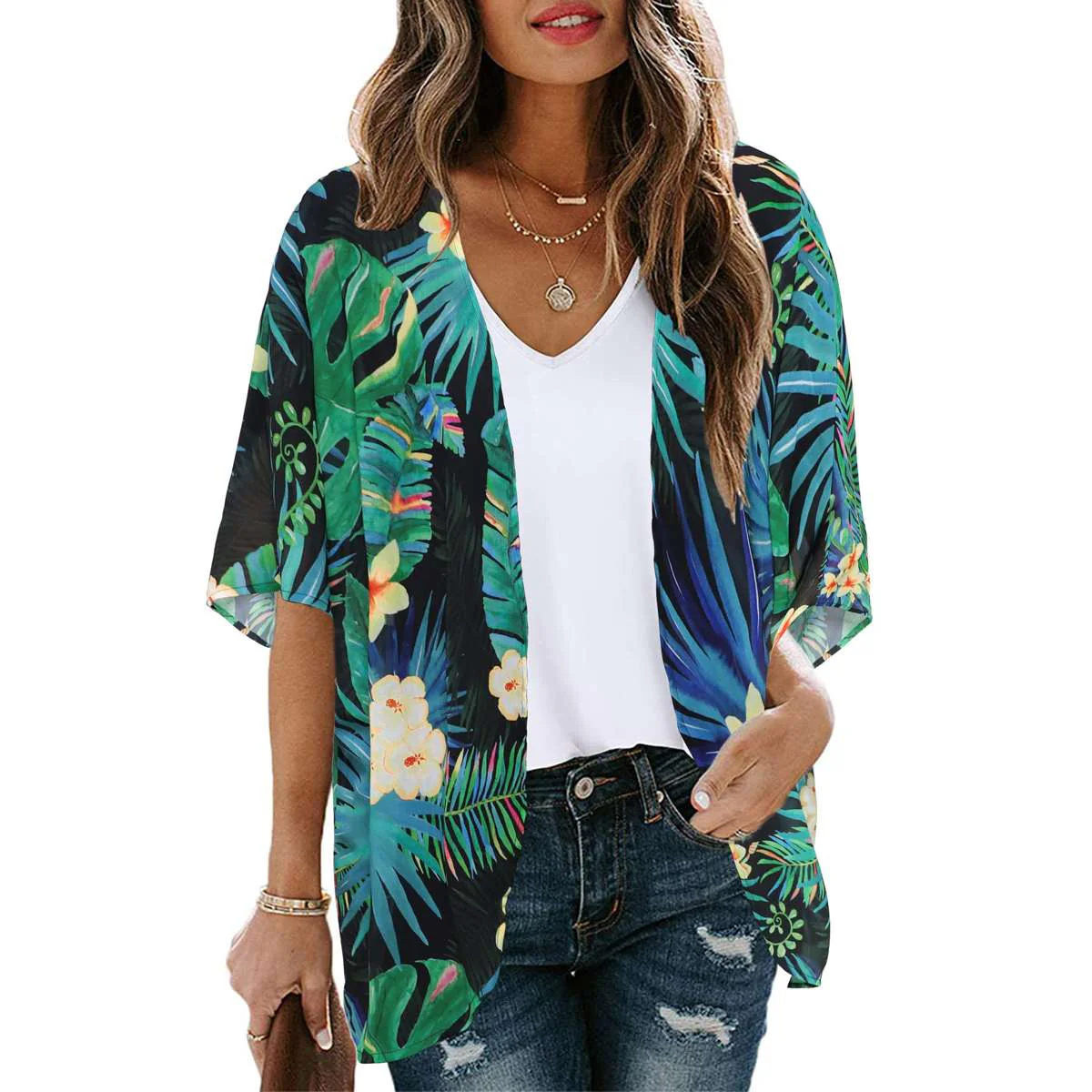Women's Printed Chiffon Cardigan - Image 170