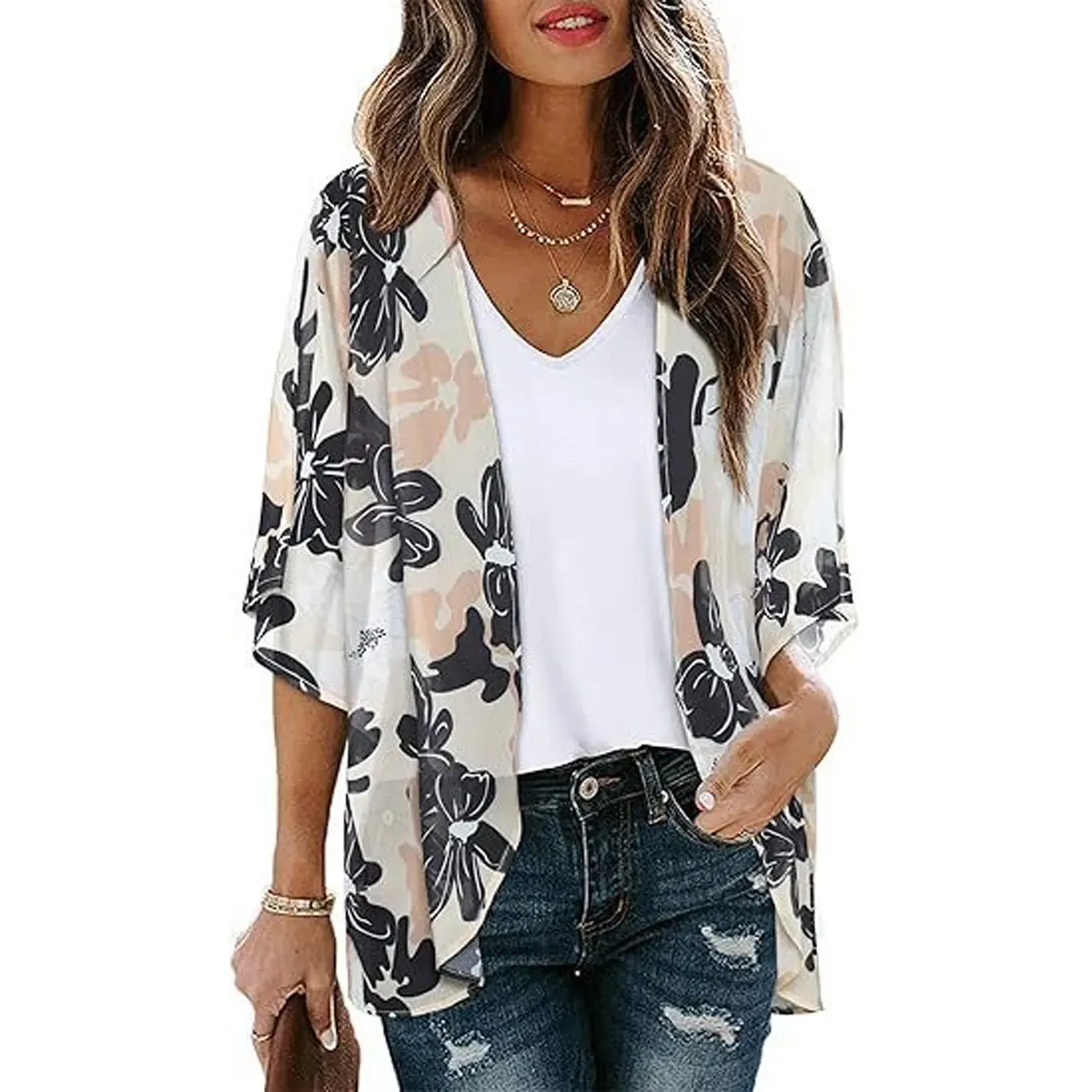 Women's Printed Chiffon Cardigan - Image 179