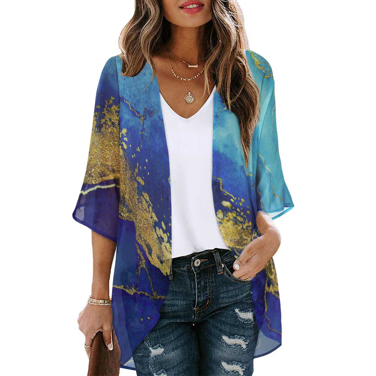Women's Printed Chiffon Cardigan - Image 182