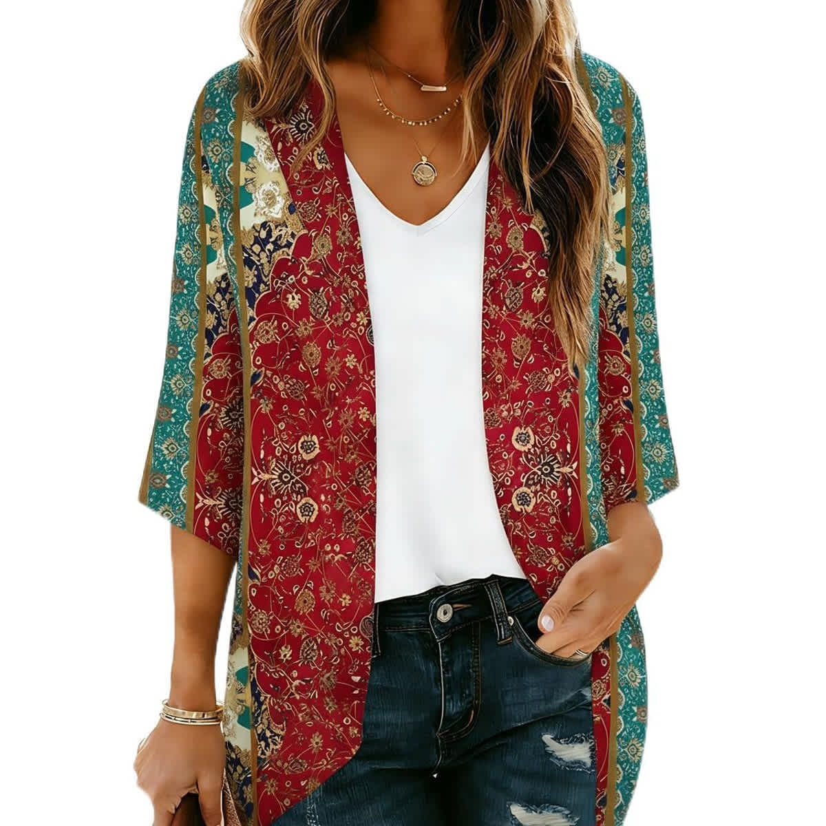Women's Printed Chiffon Cardigan - Image 184