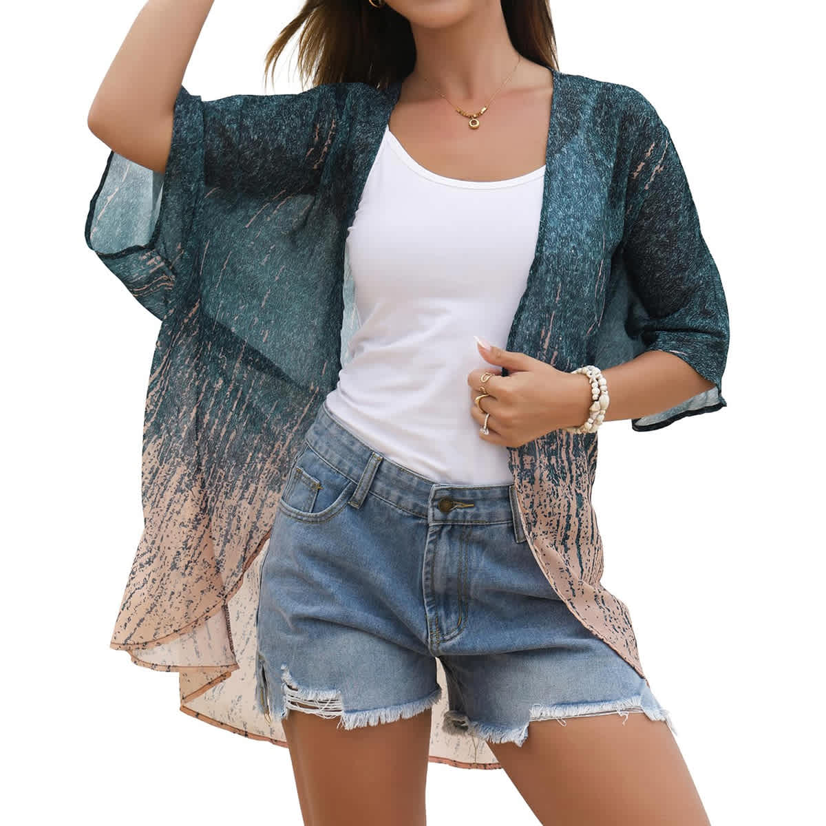 Women's Printed Chiffon Cardigan - Image 190