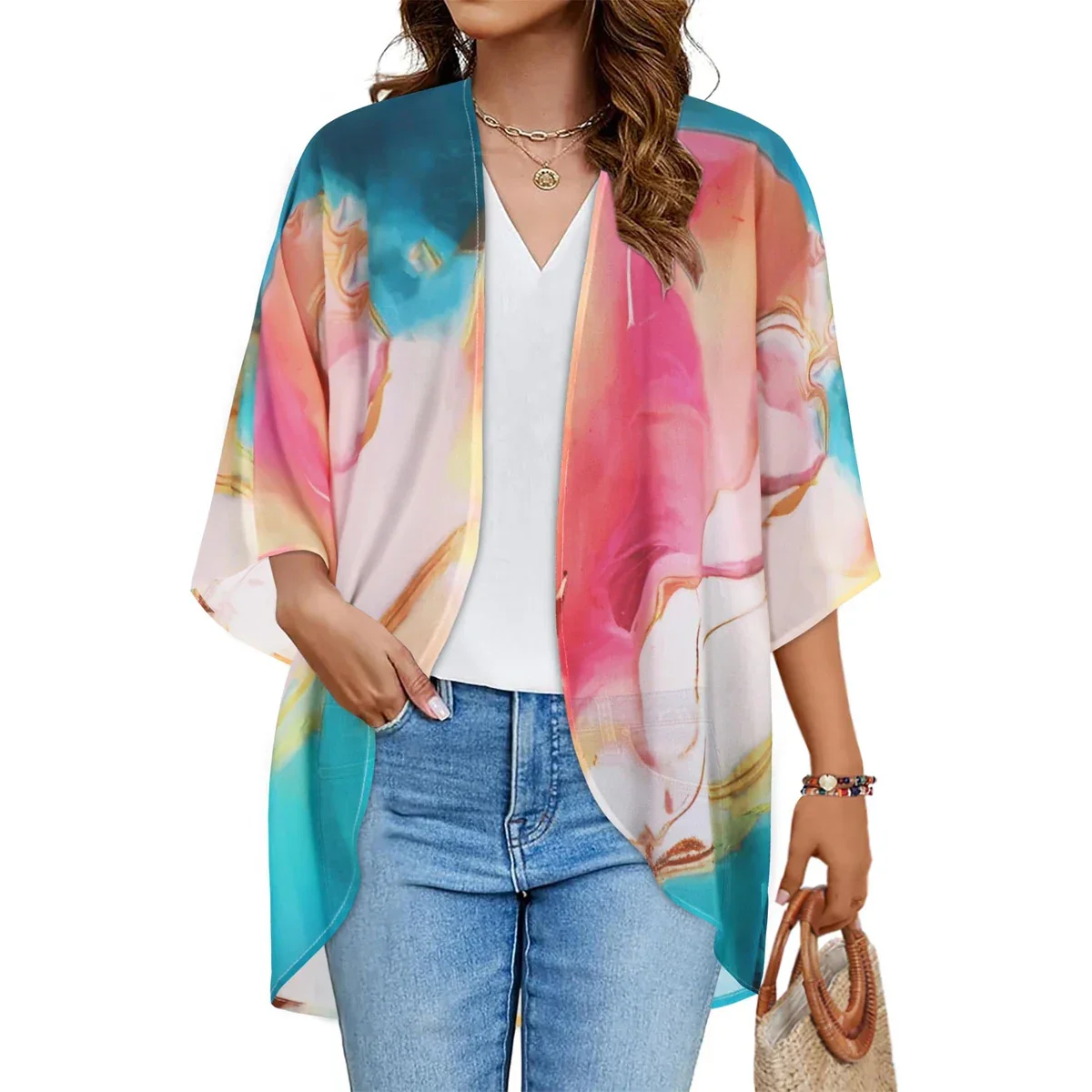 Women's Printed Chiffon Cardigan - Image 193