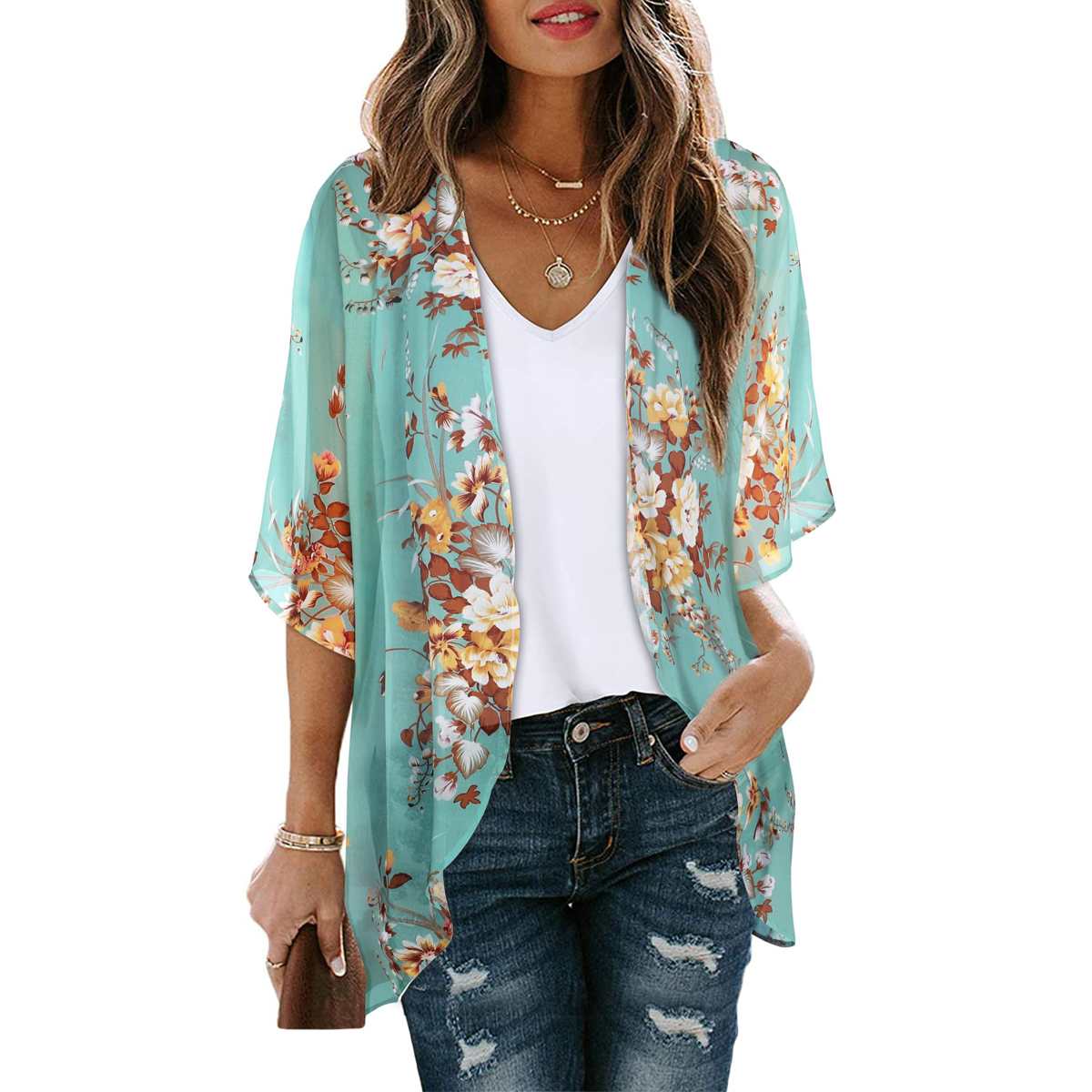 Women's Printed Chiffon Cardigan - Image 194