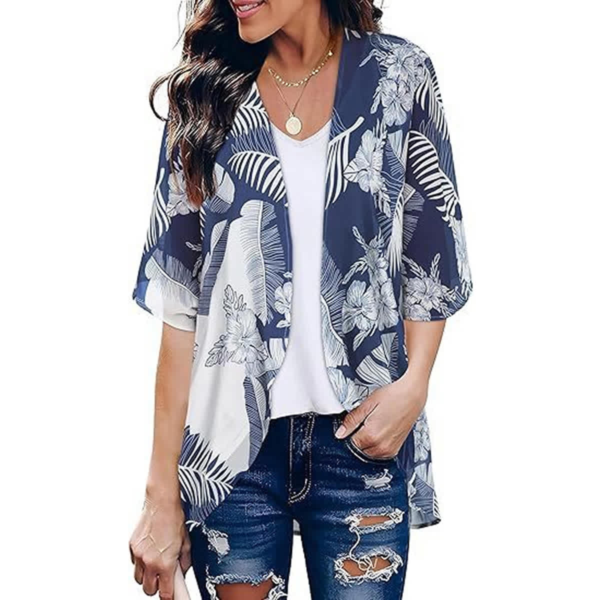 Women's Printed Chiffon Cardigan - Image 196