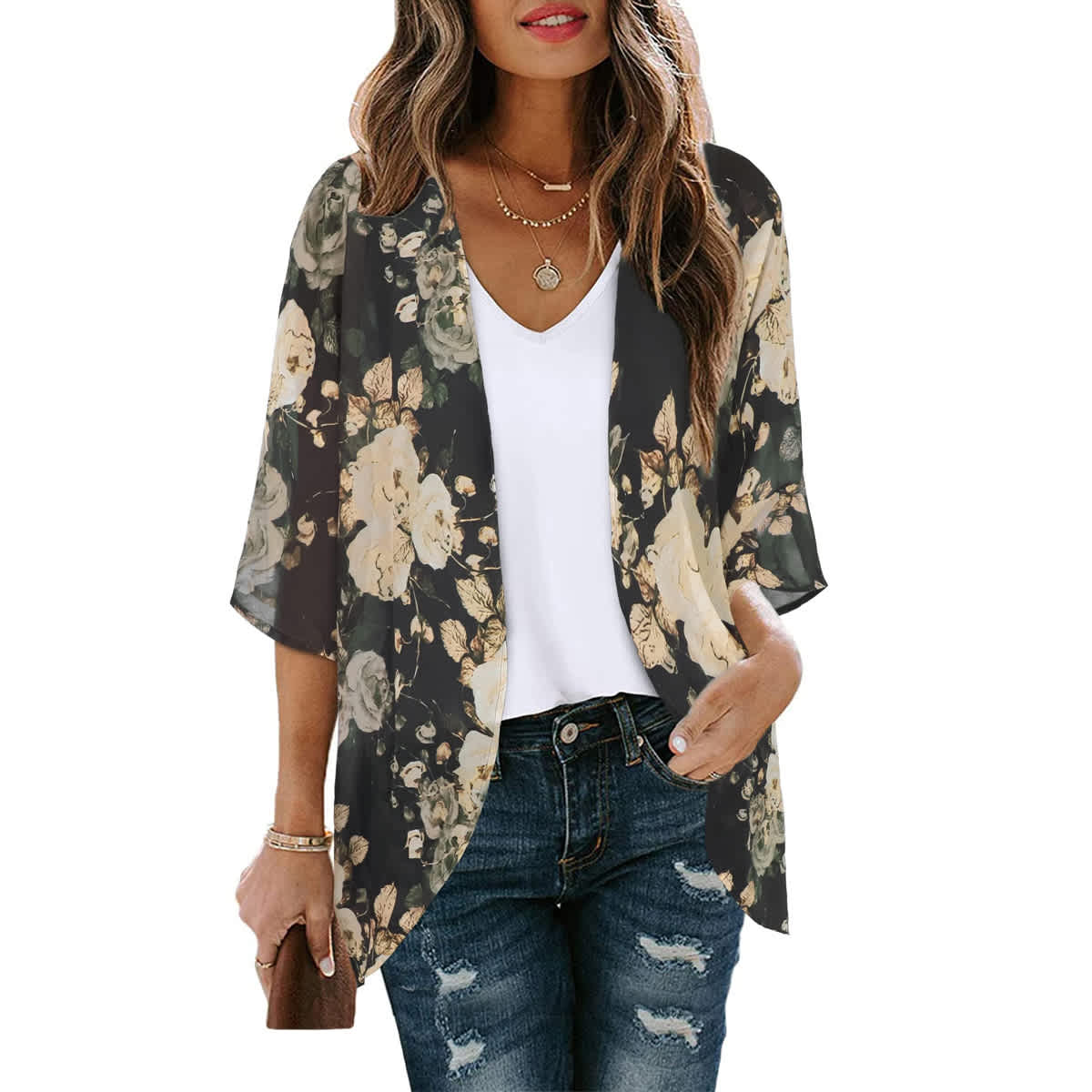 Women's Printed Chiffon Cardigan - Image 198