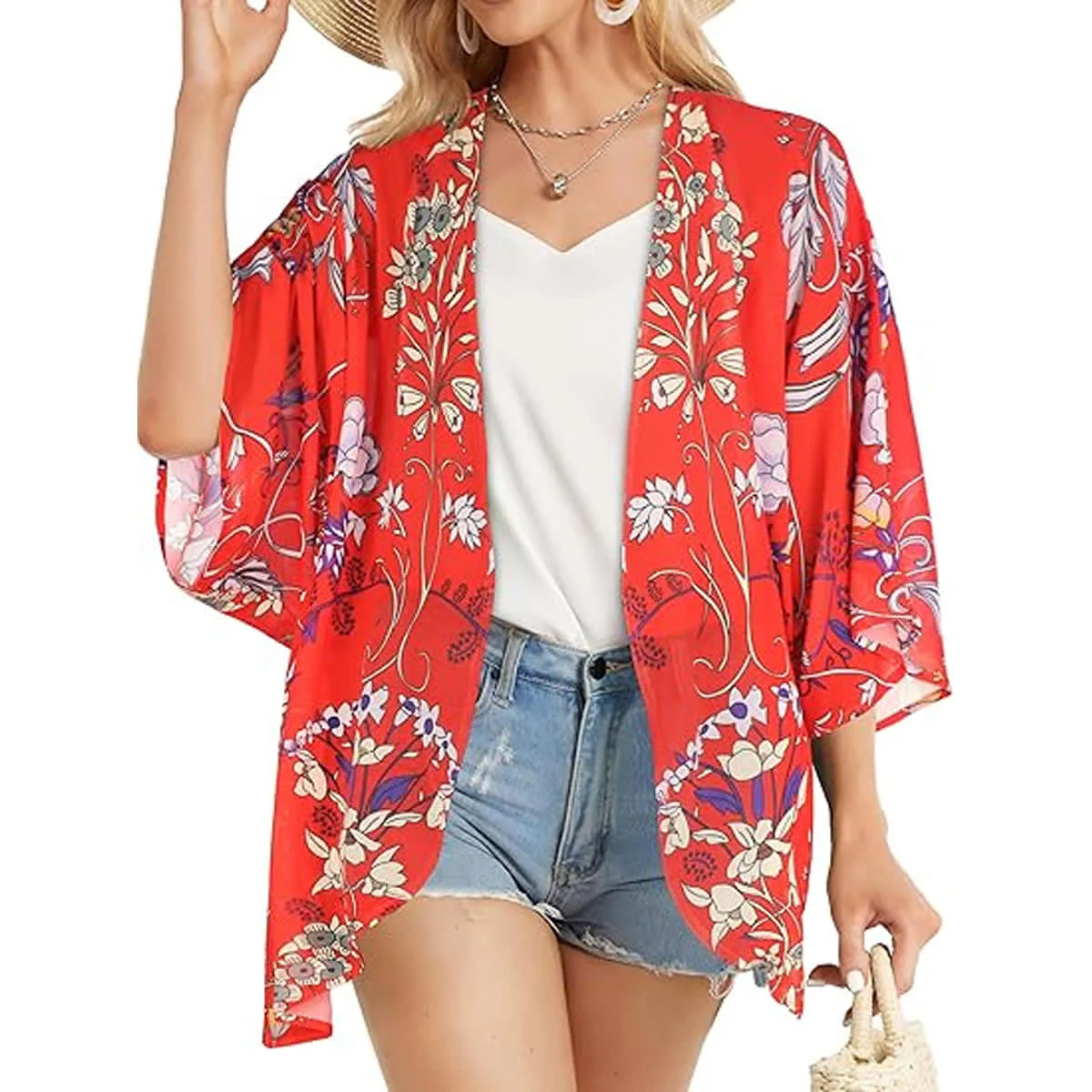Women's Printed Chiffon Cardigan - Image 200