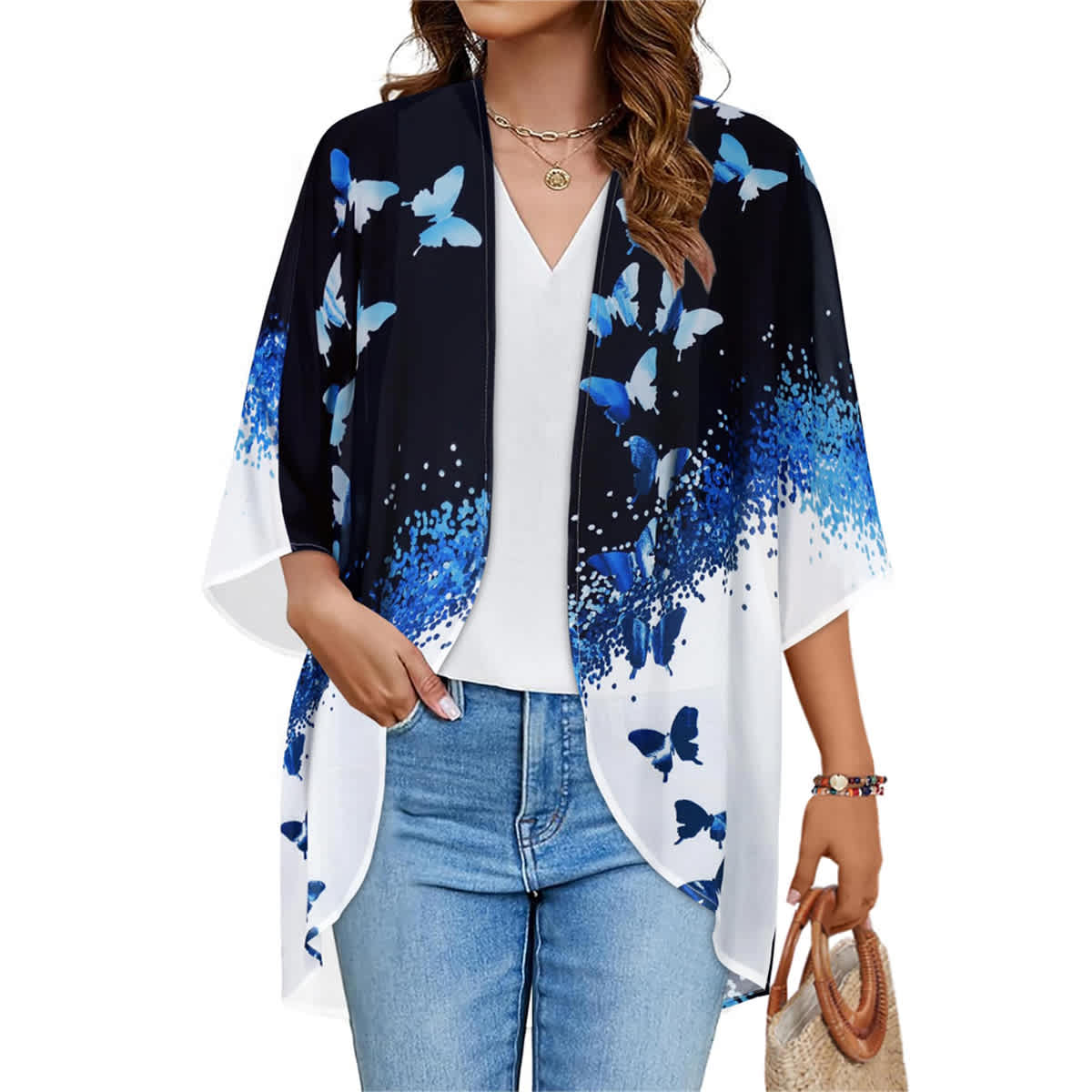 Women's Printed Chiffon Cardigan - Image 208