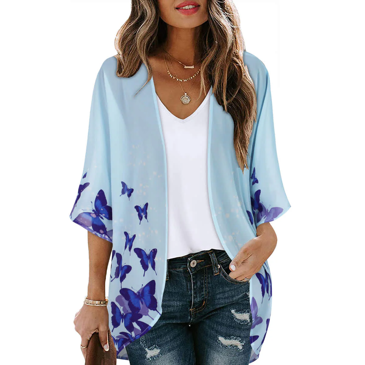 Women's Printed Chiffon Cardigan - Image 210
