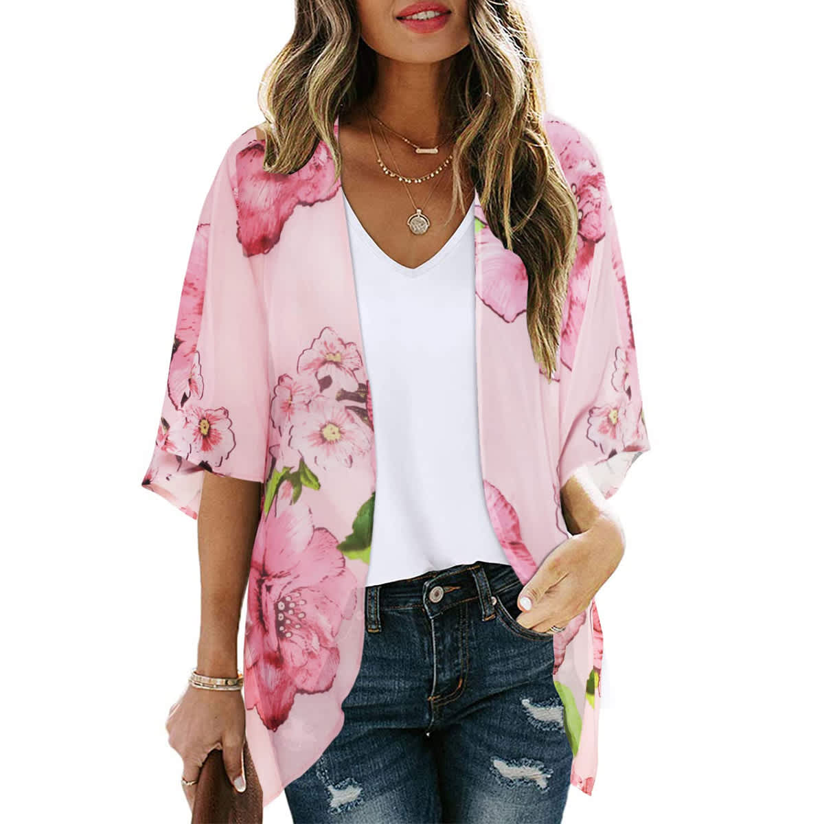 Women's Printed Chiffon Cardigan - Image 217