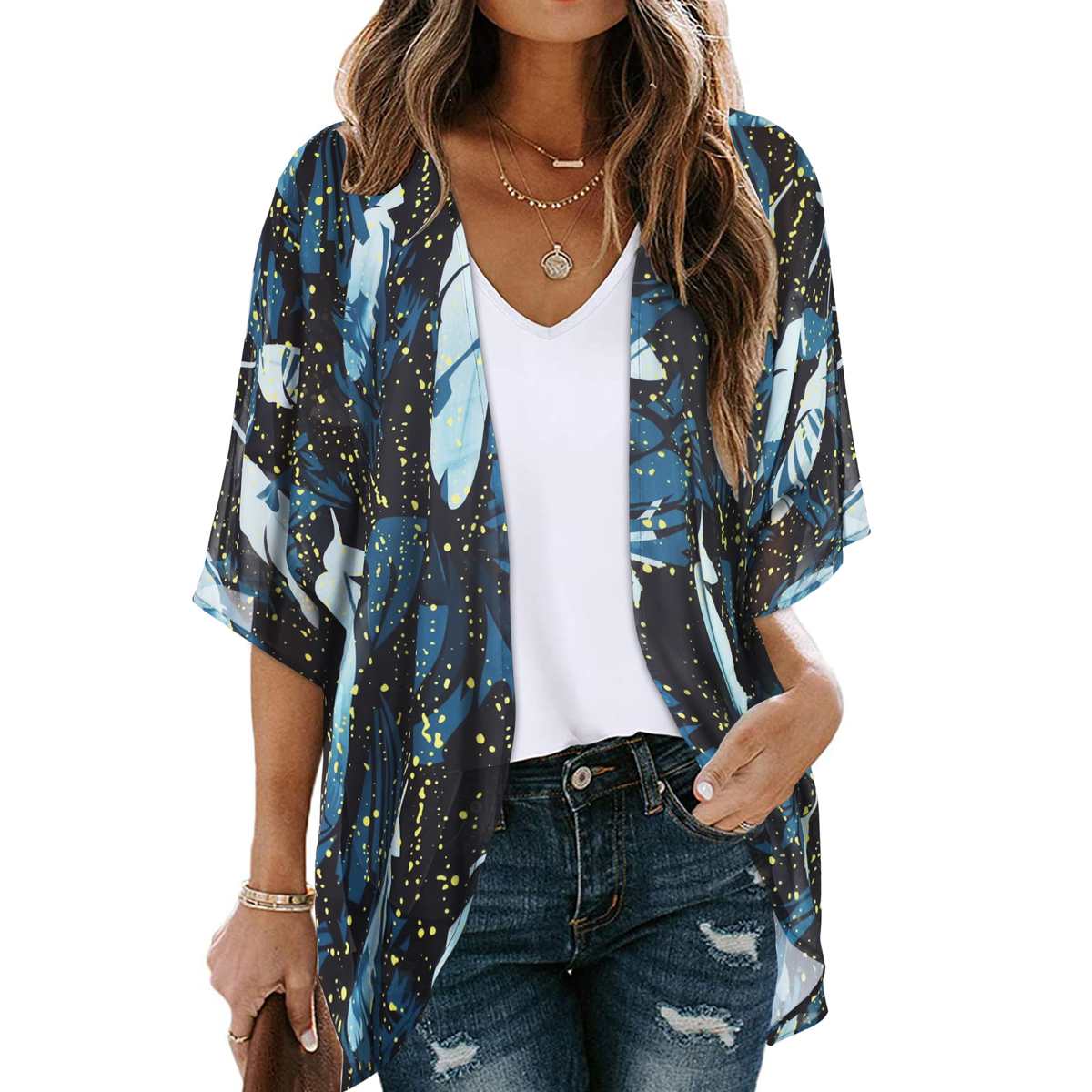 Women's Printed Chiffon Cardigan - Image 221