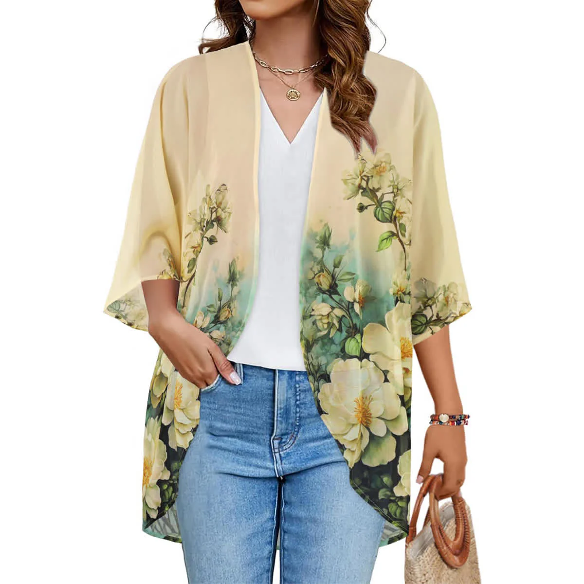 Women's Printed Chiffon Cardigan - Image 226