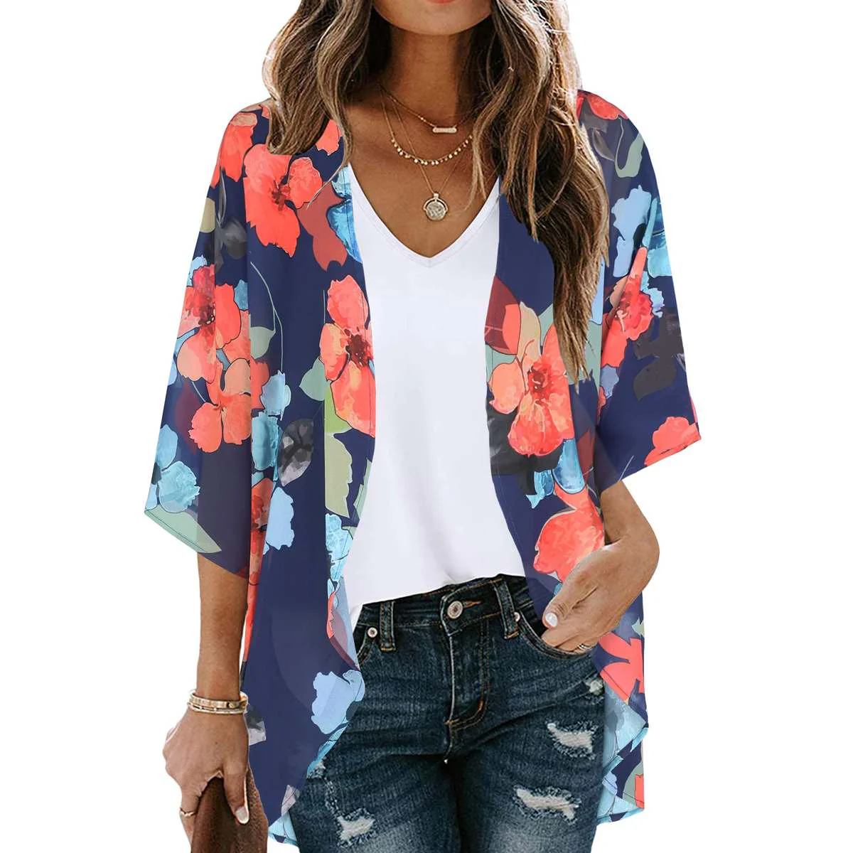 Women's Printed Chiffon Cardigan - Image 236