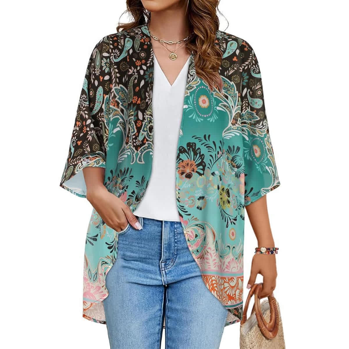 Women's Printed Chiffon Cardigan - Image 238