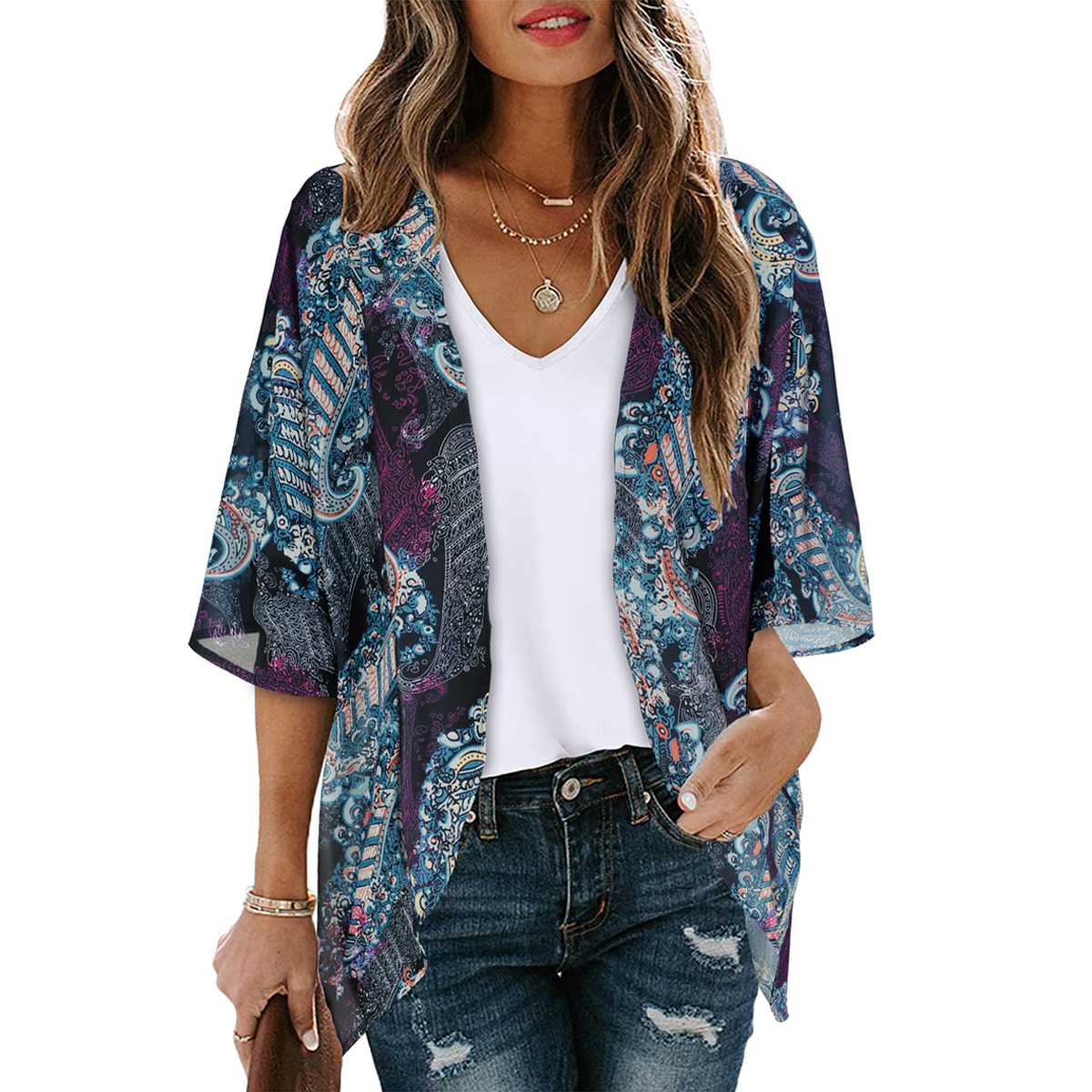 Women's Printed Chiffon Cardigan - Image 242