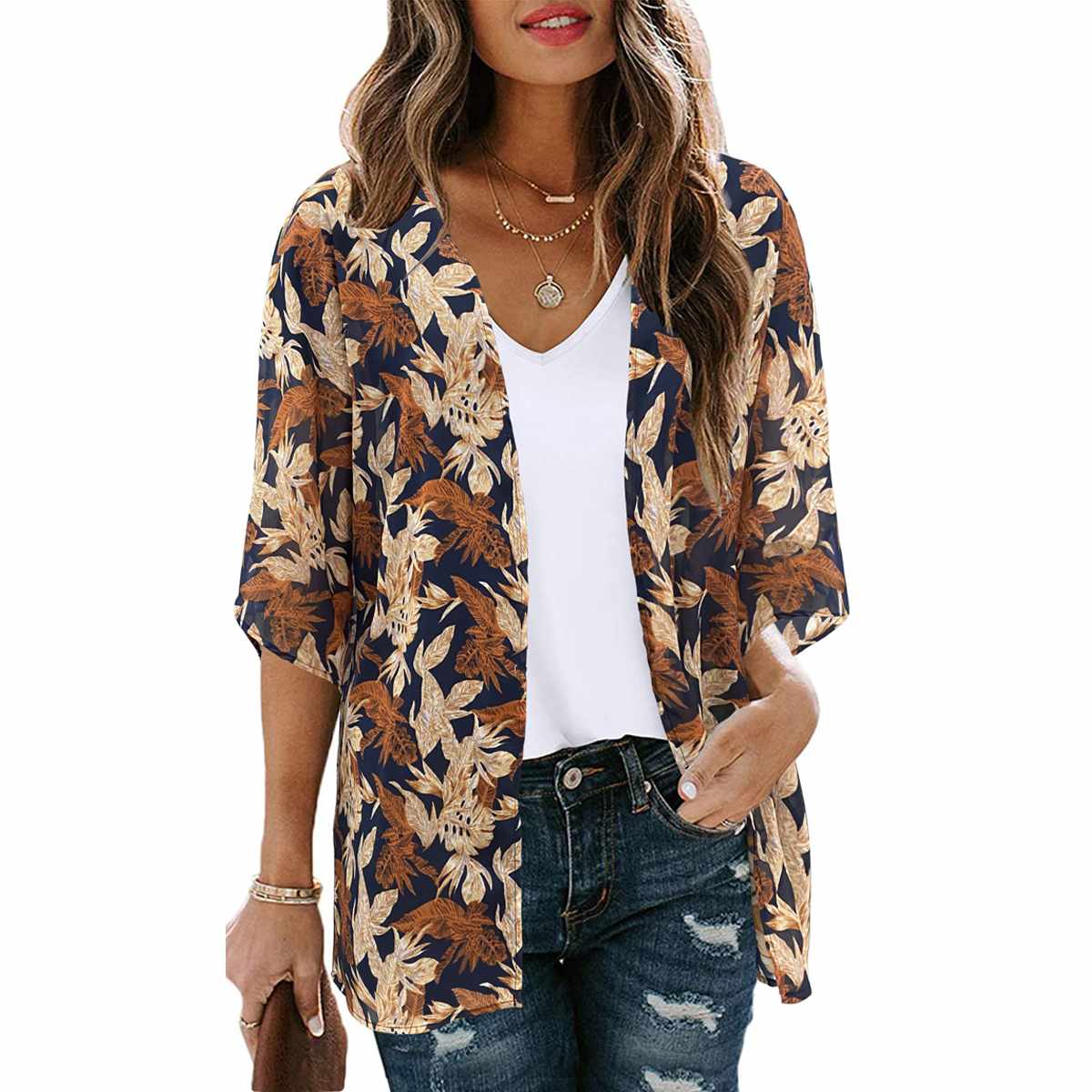 Women's Printed Chiffon Cardigan - Image 244