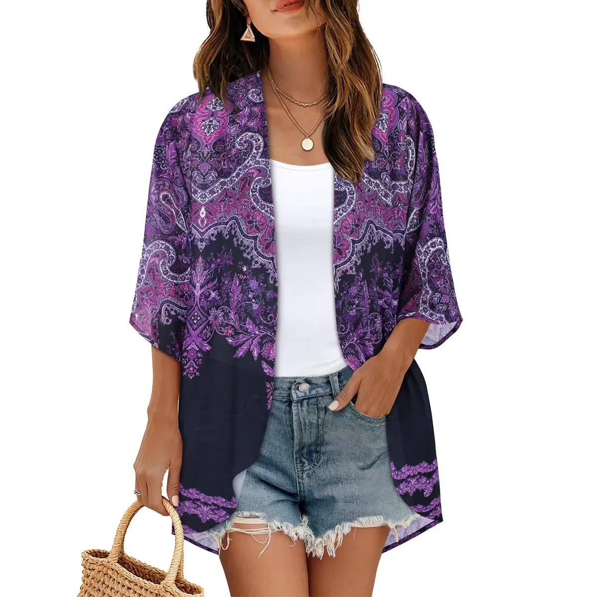Women's Printed Chiffon Cardigan - Image 47