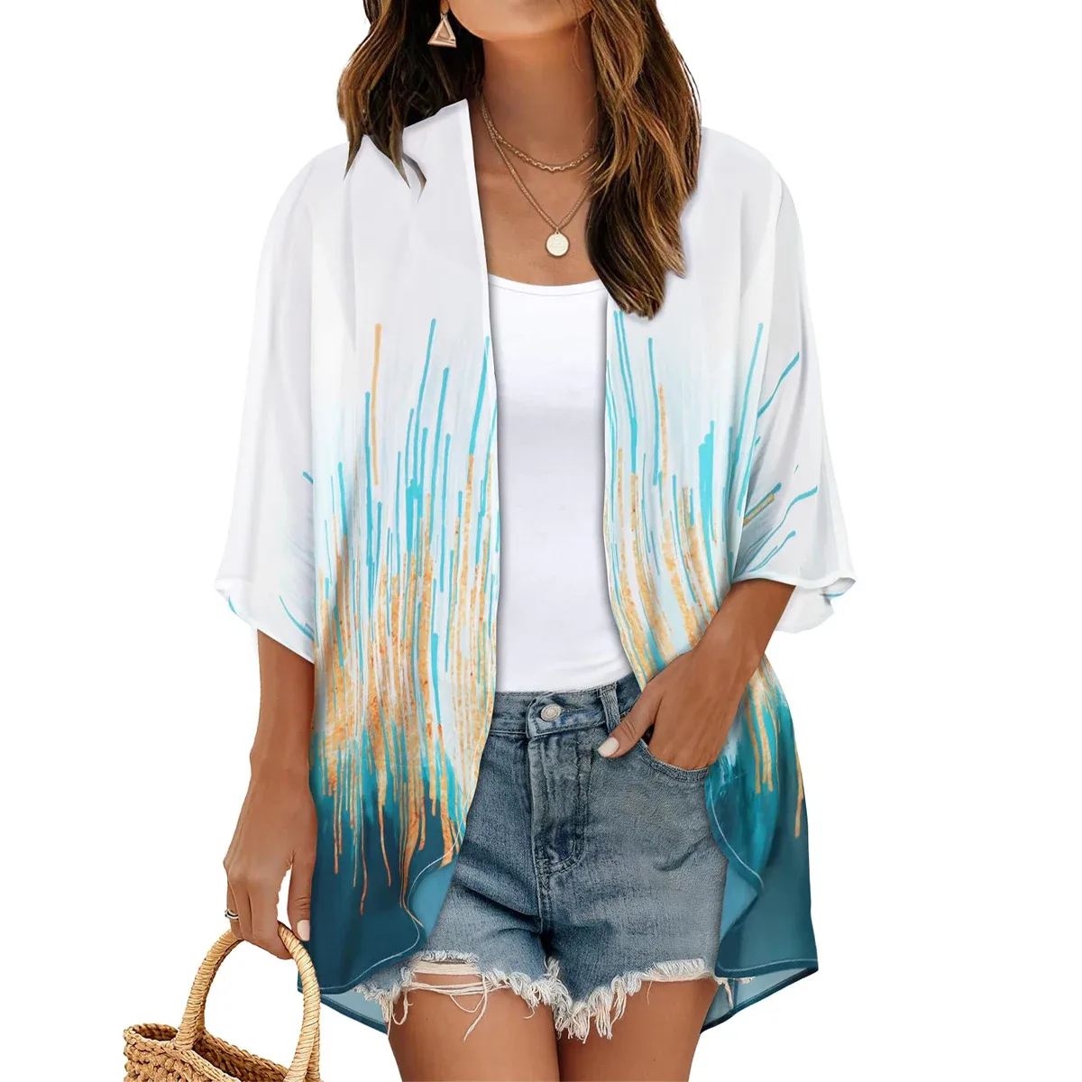 Women's Printed Chiffon Cardigan - Image 48