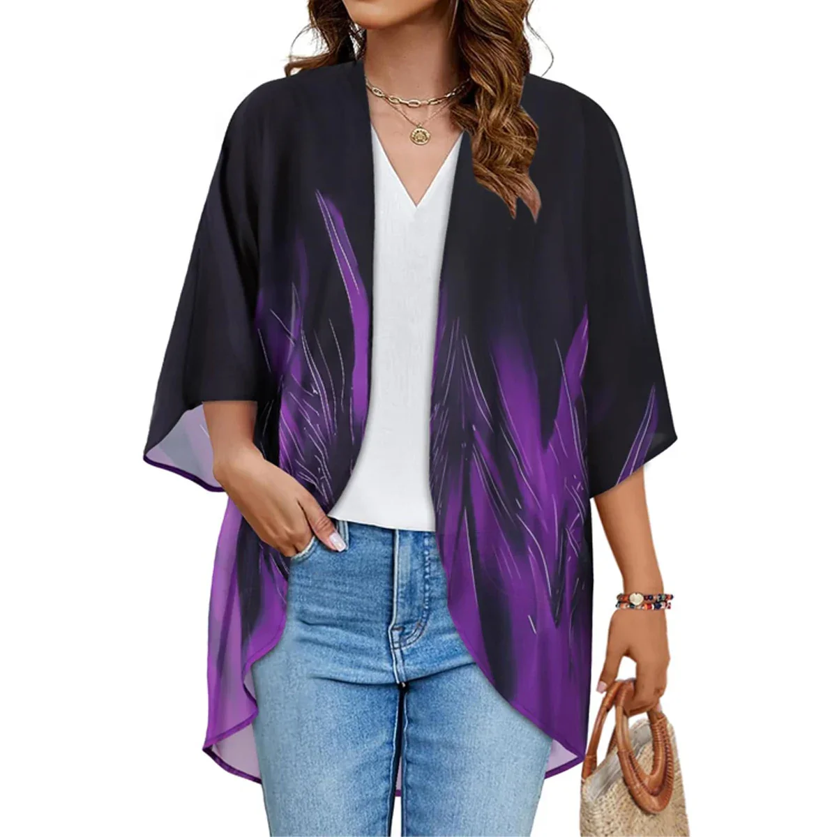 Women's Printed Chiffon Cardigan - Image 73