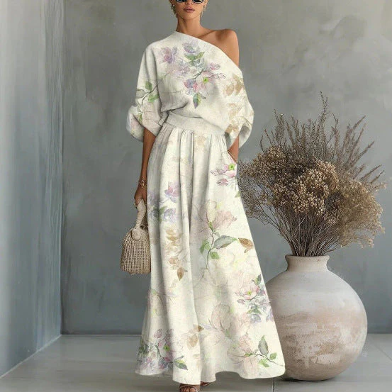 Women's Printed Off-Shoulder Top & Pants Two-Piece Set – 4 Prints S–4XL - Image 3