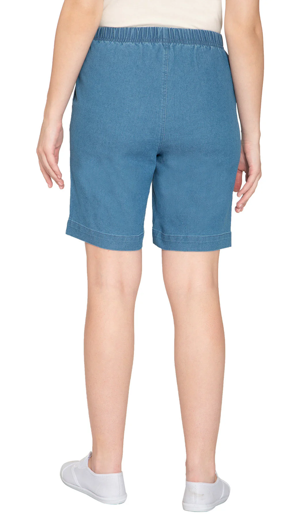 Women's Pull On Denim & Twill Shorts with stretch waist - No zipper or buttons - Image 9