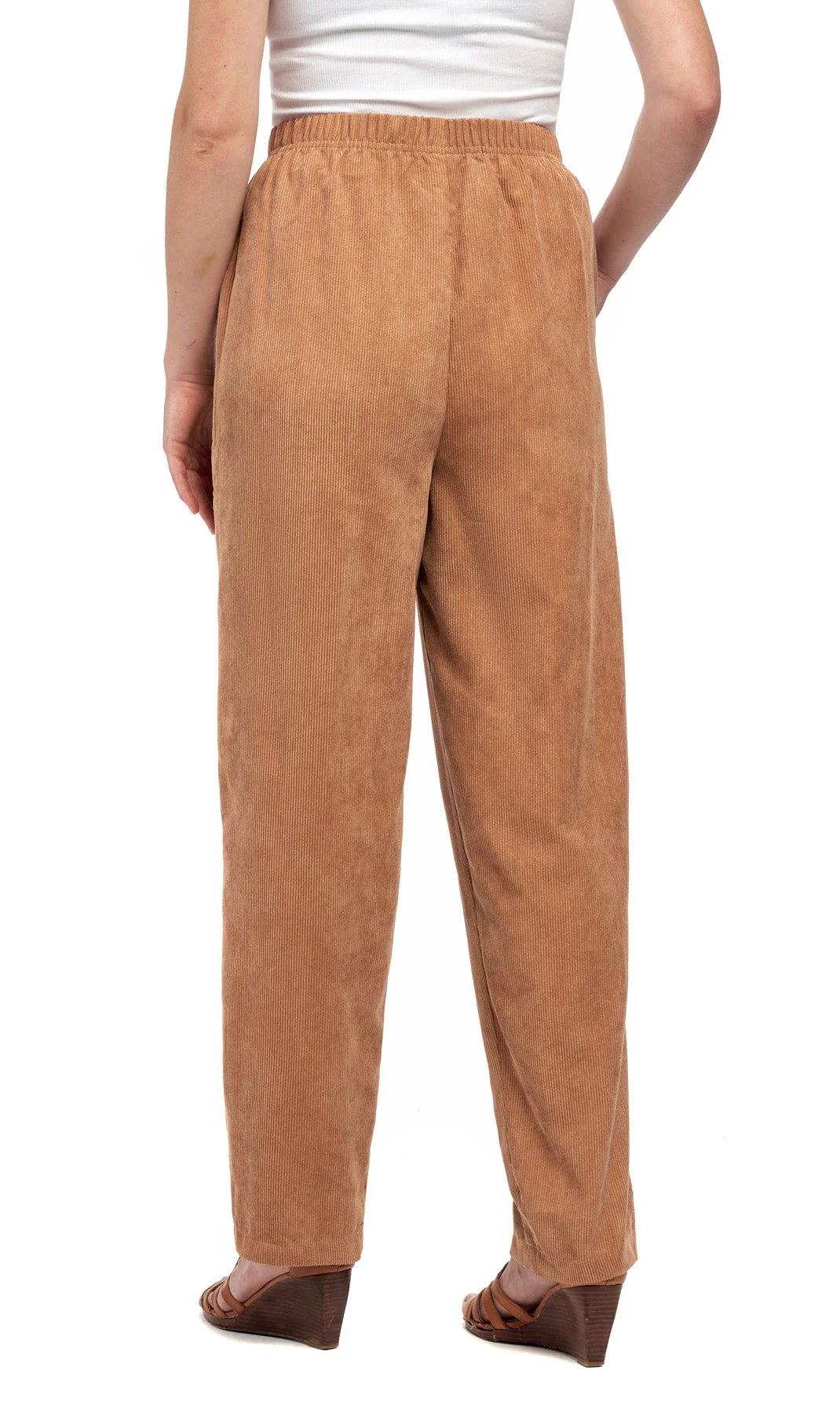 Womens Pull On Fine Wale Corduroy Pants with soft-covered elastic waist - Image 4